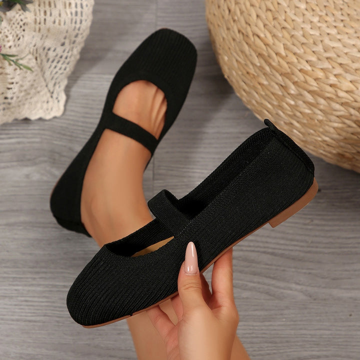Damen Strick-Ballerina mit elastischem Riemen und flexibler Sohle Echoarchiv