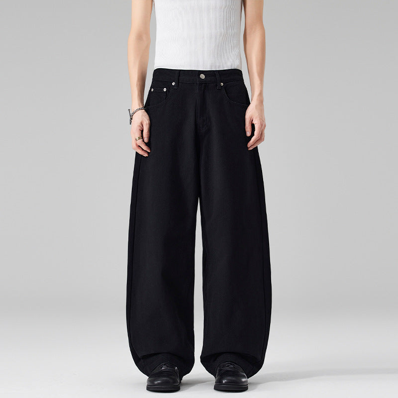 Damen Weite High‑Waist Baumwoll-Twill Baggy‑Hose mit tiefem Schritt Echo Archiv