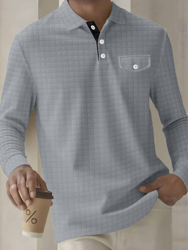 Herren Langarm Poloshirt mit strukturiertem Design Echoarchiv
