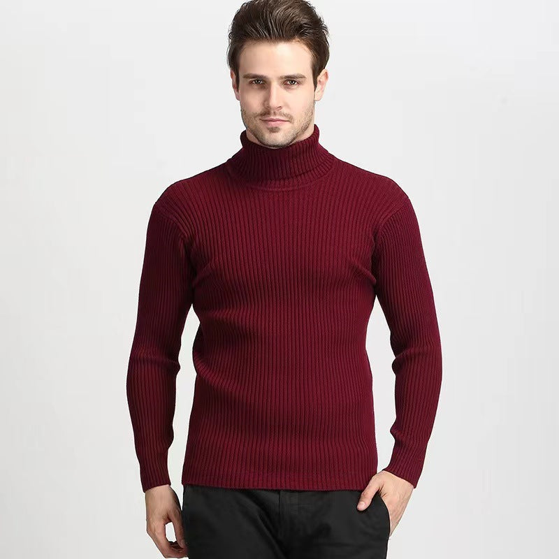 Herren nan Rippstrick Rollkragenpullover figurnaher elastischer Feinstrick Echo Archiv