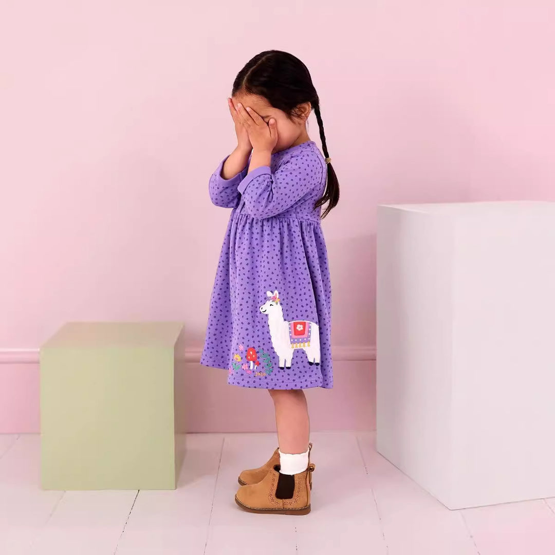 Mädchen Freizeitkleid mit süßer Lama-Applikation Echo Archiv
