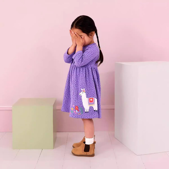 Mädchen Freizeitkleid mit süßer Lama-Applikation Echo Archiv