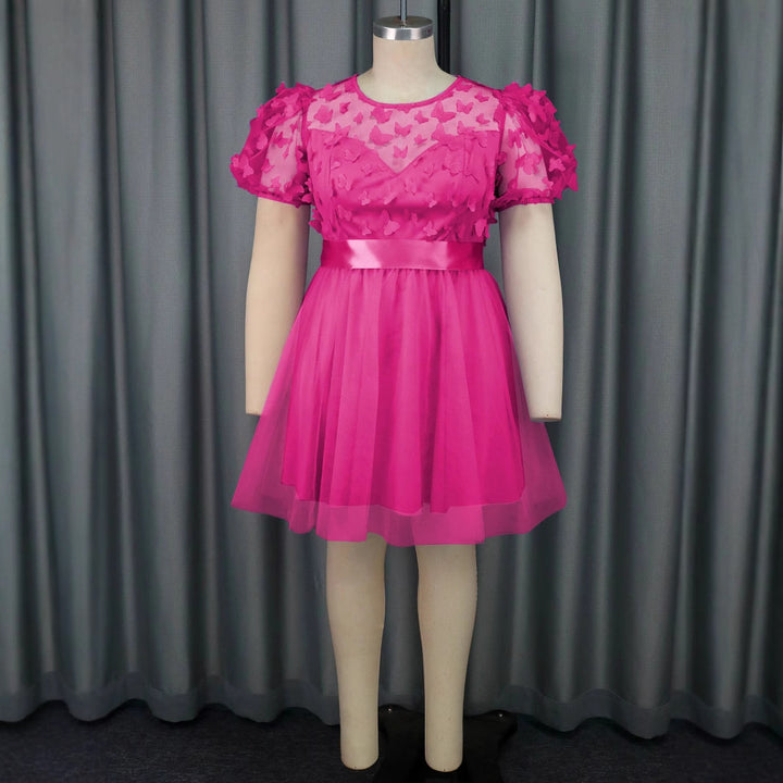 Damen Festliches Kleid mit transparenten Puffärmeln und zarten Schmetterlingsdetails Echo Archiv