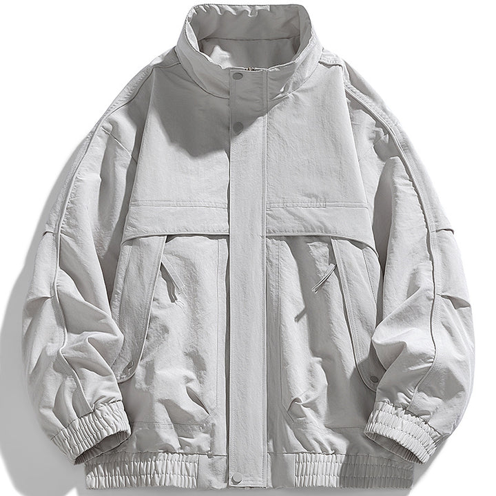 Herren oversized Utility-Jacke mit verdecktem Reißverschluss und elastischem Saum – Taviero