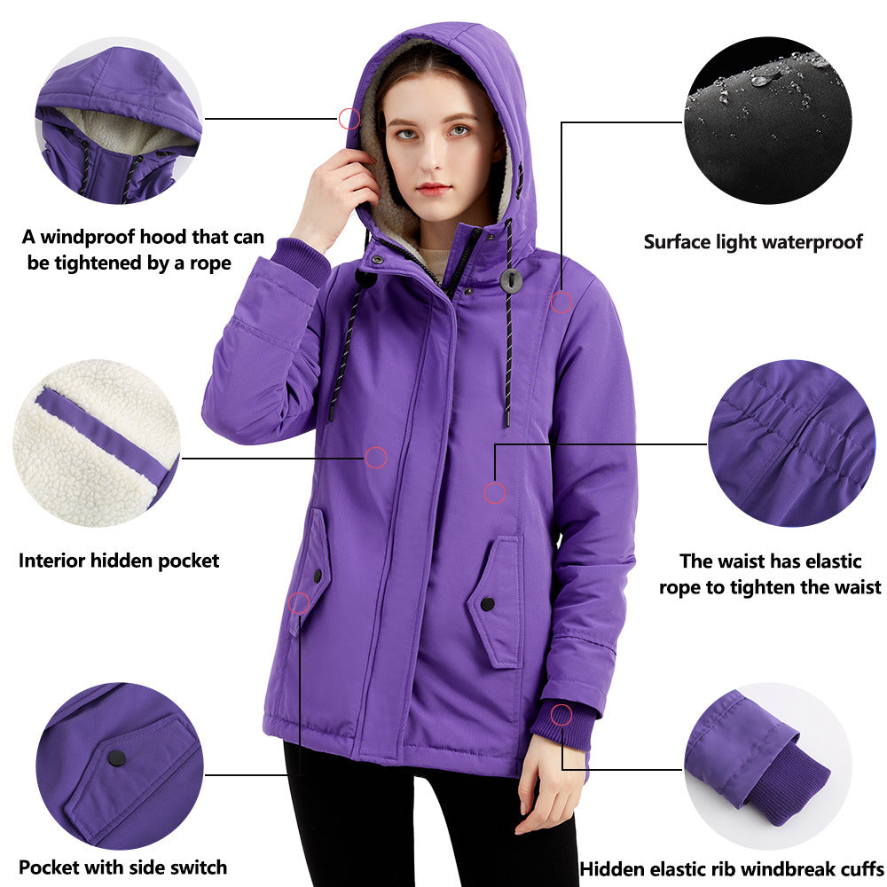 Damen nan gefütterte Winterparka mit Teddyfleece Innenfutter und Kapuze Echo Archiv