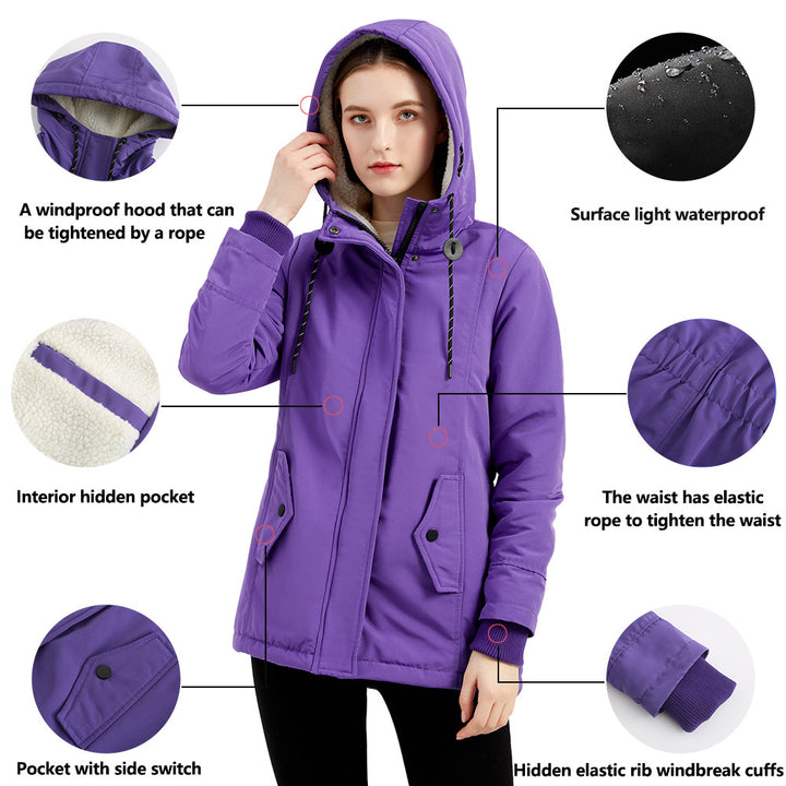 Damen nan gefütterte Winterparka mit Teddyfleece Innenfutter und Kapuze Echo Archiv
