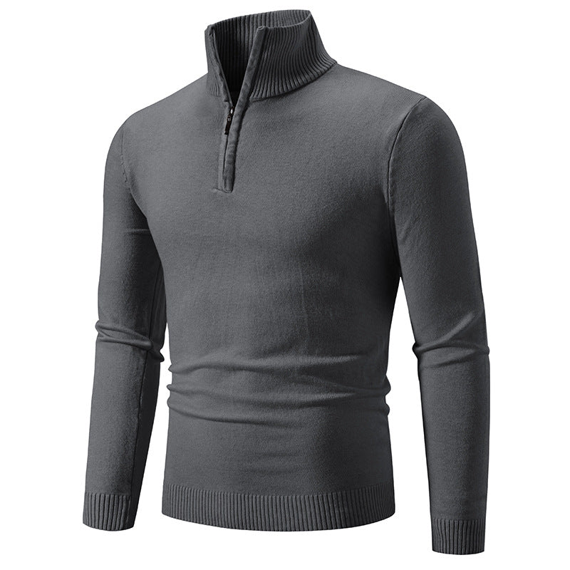 Herren nan Feinstrick-Halbzip-Pullover mit Rippen-Stehkragen und schmaler Passform Echo Archiv