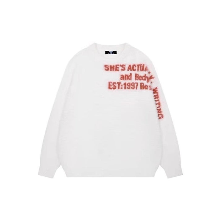Damen Lässiger Oversized Pullover mit grafischem Print Echoarchiv