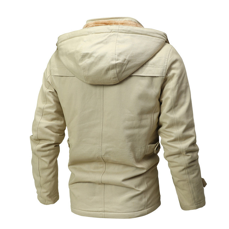 Herren Parka-Jacke mit Kapuze, Thermofutter und Metallknöpfen Echoarchiv