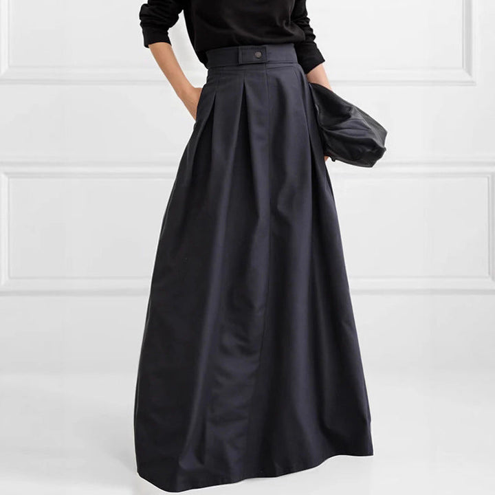 Damen Maxirock mit eleganter Faltenlegung und seitlichen Taschen Echoarchiv