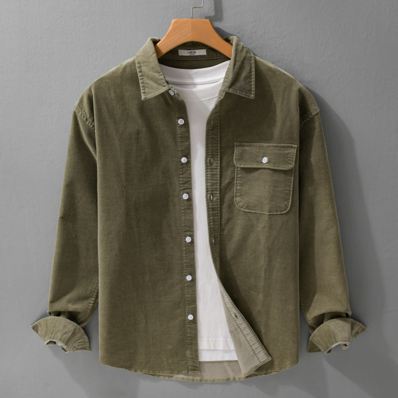 Herren Cordshirt im Overshirt‑Stil mit Brustpatte und entspannter Passform Echoarchiv