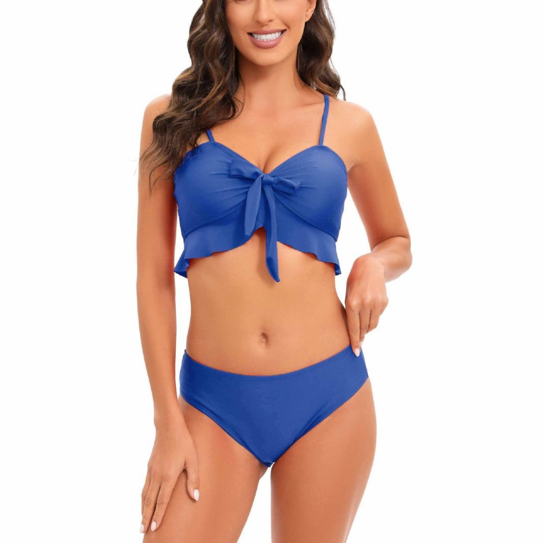 Damen Bikini-Set mit Rüschendetails und hoch taillierten Shorts Echo Archiv