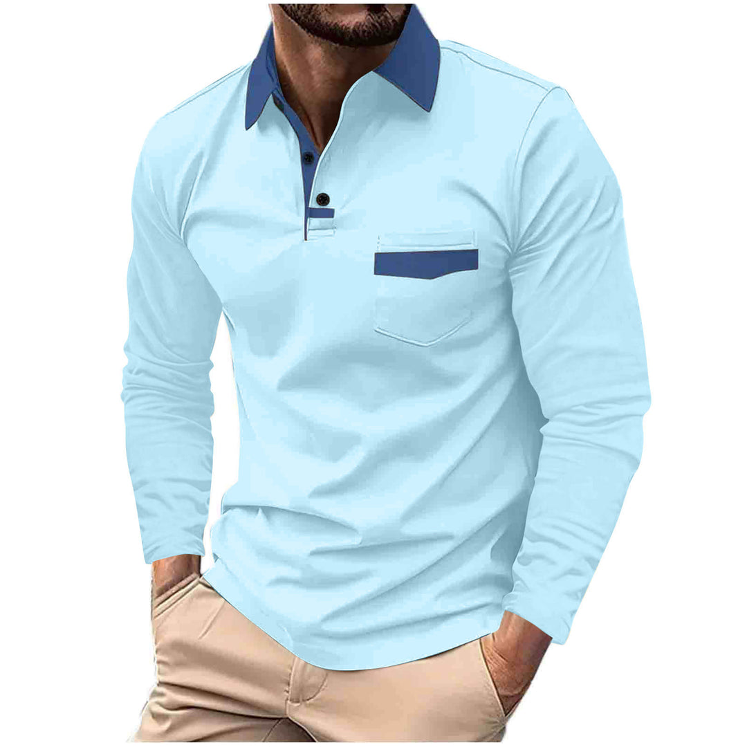 Herren Langarm Poloshirt mit modischen Akzenten und praktischem Brusttasche Echoarchiv