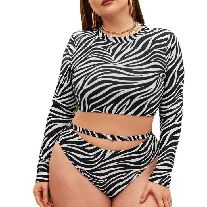 Damen Crop-Top und Hohe Taillenslip mit Zebra-Muster Echo Archiv