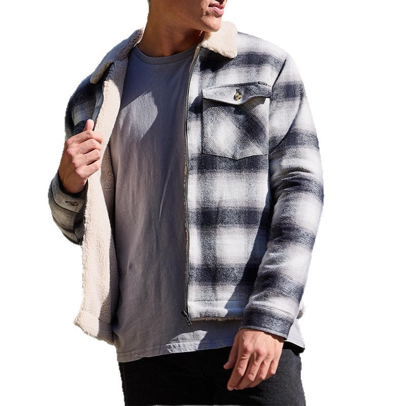 Herren stylische Flanelljacke mit warmem Fleece-Futter Echoarchiv