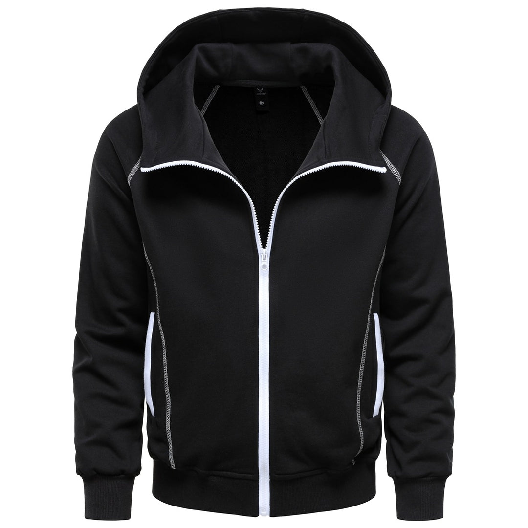Herren Kapuzen-Zipjacke im sportlichen Raglanstil mit Kontrastnähten und gerippten Bündchen Echo Archiv