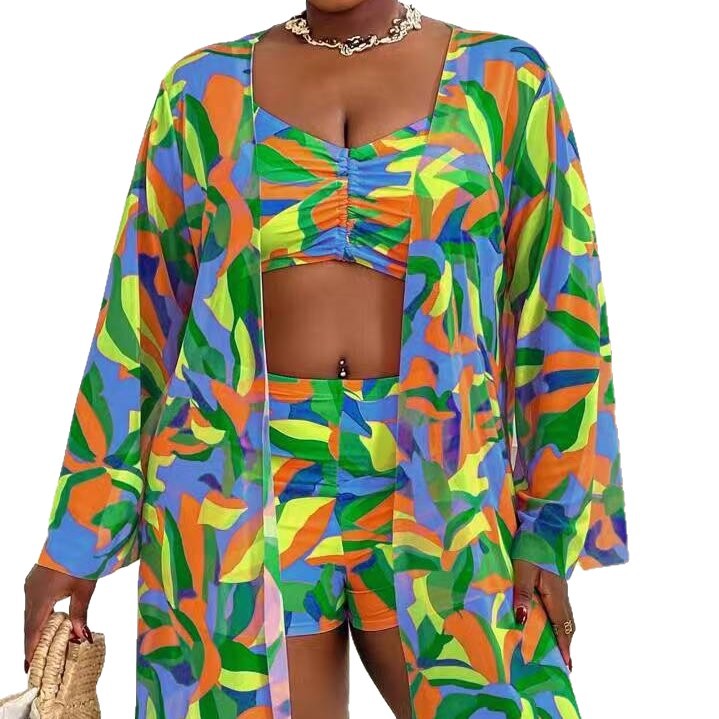 Damen Badeset mit transparentem Kimono und lässigem Oberteil Echo Archiv