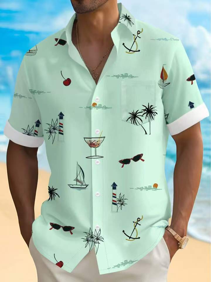Herren Freizeithemd mit Maritimen Motiven Echoarchiv