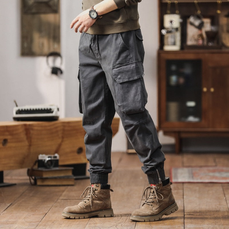 Herren Cargo-Jogginghose mit Kneebel-Taschen, Tunnelzugbund und gerafften Bündchen Echo Archiv