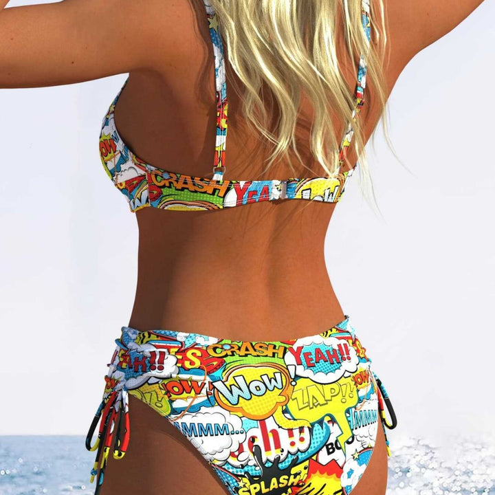 Damen Bikini-Set mit verspieltem Comic-Print und verstellbaren Seitenschnüren Echo Archiv