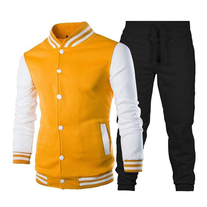 Herren sportlicher Varsity-Anzug mit kontrastierenden Ärmeln und elastischem Bund Echoarchiv