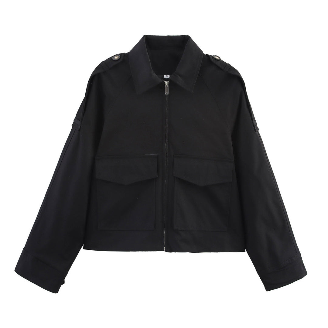 Damen Kurzjacke im Utility-Stil mit Reißverschluss, aufgesetzten Pattentaschen und Schulterklappen Echo Archiv