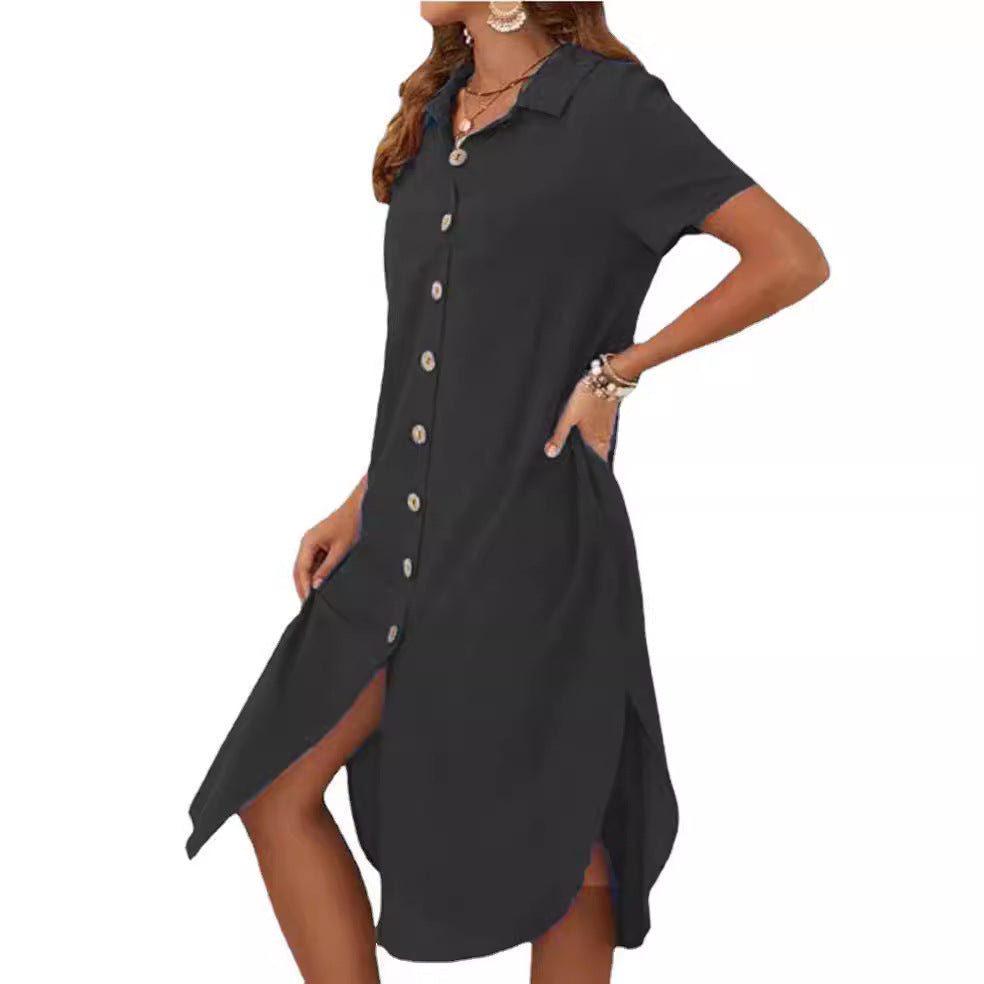 Damen Hemdblusenkleid mit Knopfdetail und schwingendem Saum Echo Archiv