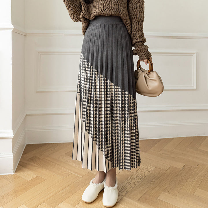 Damen Plissierter Maxirock mit geometrischem Muster Echo Archiv