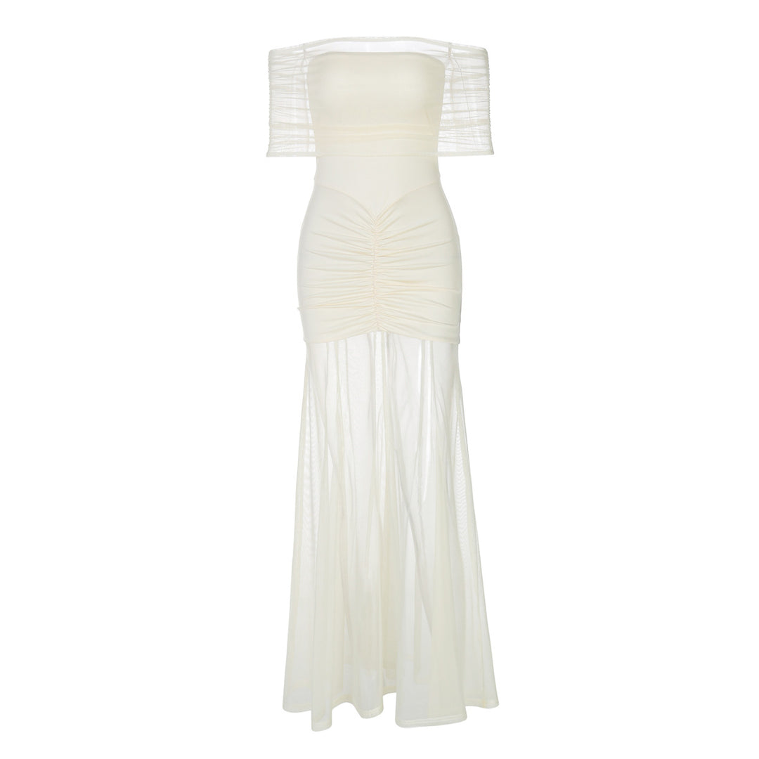 Damen Figurbetontes Maxikleid mit transparenten Ärmeln Echo Archiv