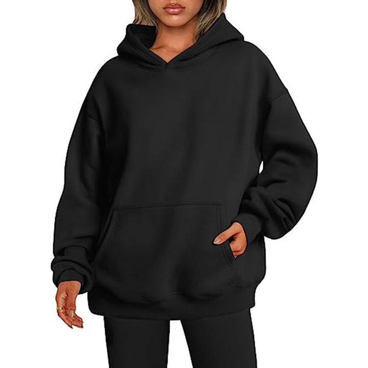 Damen nan Oversize Kapuzenpullover aus weicher Baumwollmischung mit Kängurutasche Echo Archiv