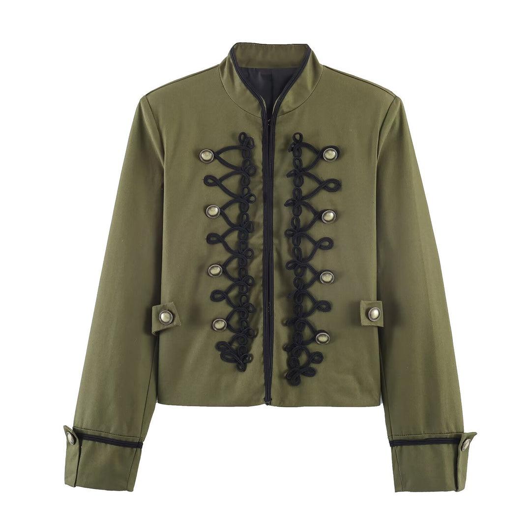 Damen Militärisch inspirierte Kurzjacke mit dekorativer Kordauflage und Stehkragen Echo Archiv