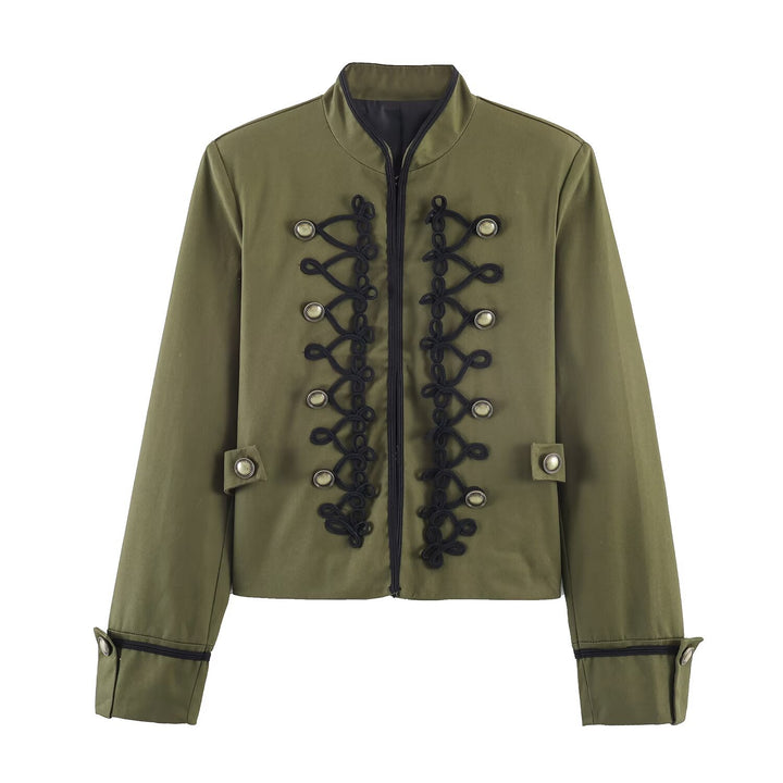Damen Militärisch inspirierte Kurzjacke mit dekorativer Kordauflage und Stehkragen Echo Archiv