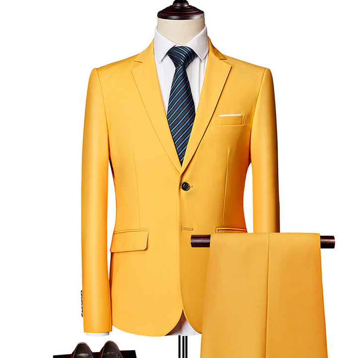 Herren nan Slim-Fit Einreiher-Anzugset mit Ein-Knopf-Sakko, schmaler Anzughose mit Bügelfalte und elastischem Stretchgewebe Echo Archiv