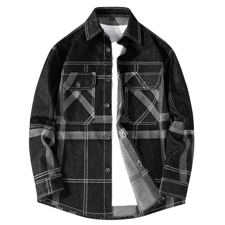 Herren Gemusterte Hemdjacke im Denim-Stil Echo Archiv