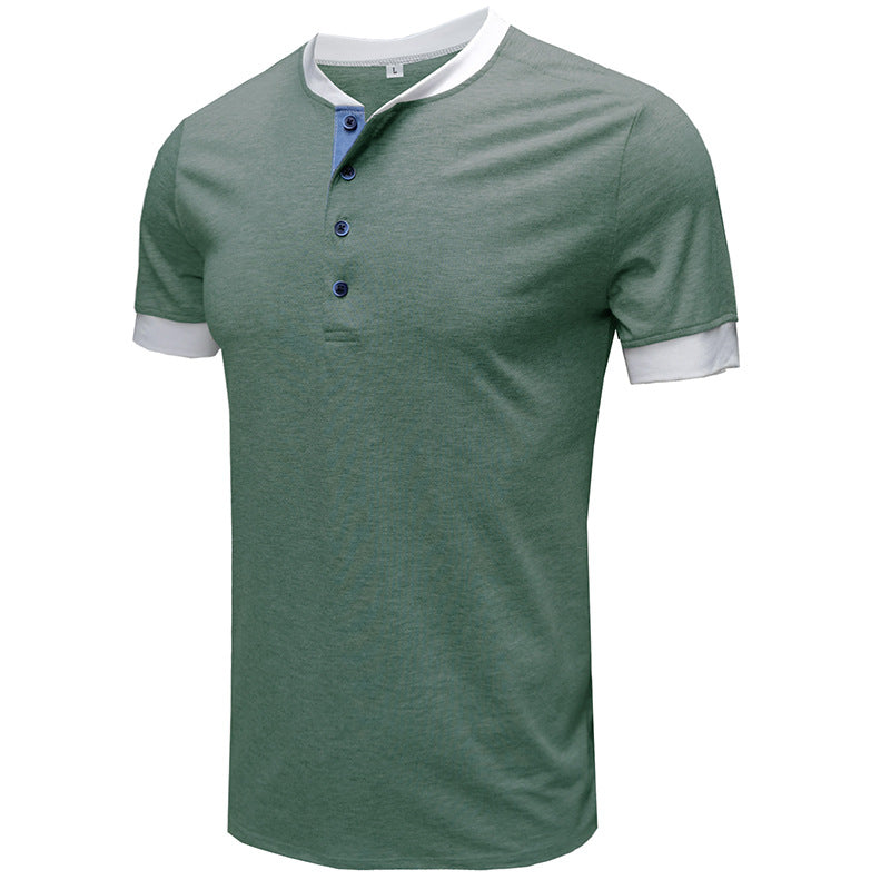 Herren modisches Henley Shirt mit kontrastierendem Kragen und Knopfleiste Echoarchiv