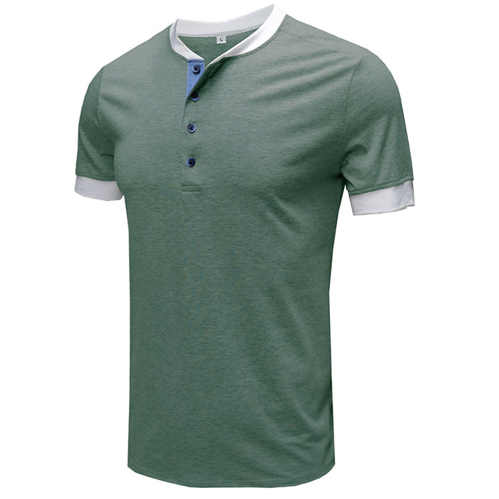 Herren modisches Henley Shirt mit kontrastierendem Kragen und Knopfleiste Echoarchiv
