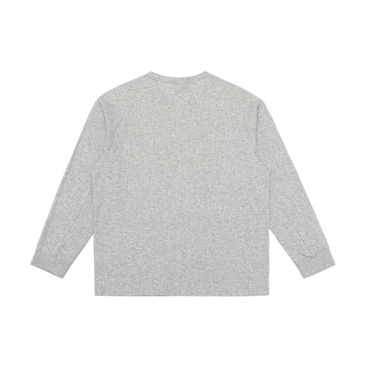 Unisex Leichtes Struktur-Langarmshirt mit Schlitzkragen und gerippten Bündchen Echoarchiv