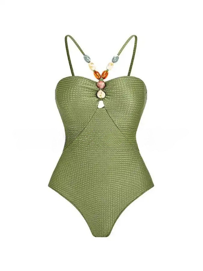 Damen Einteiliger Badeanzug mit modischen Schmuckdetails Echo Archiv