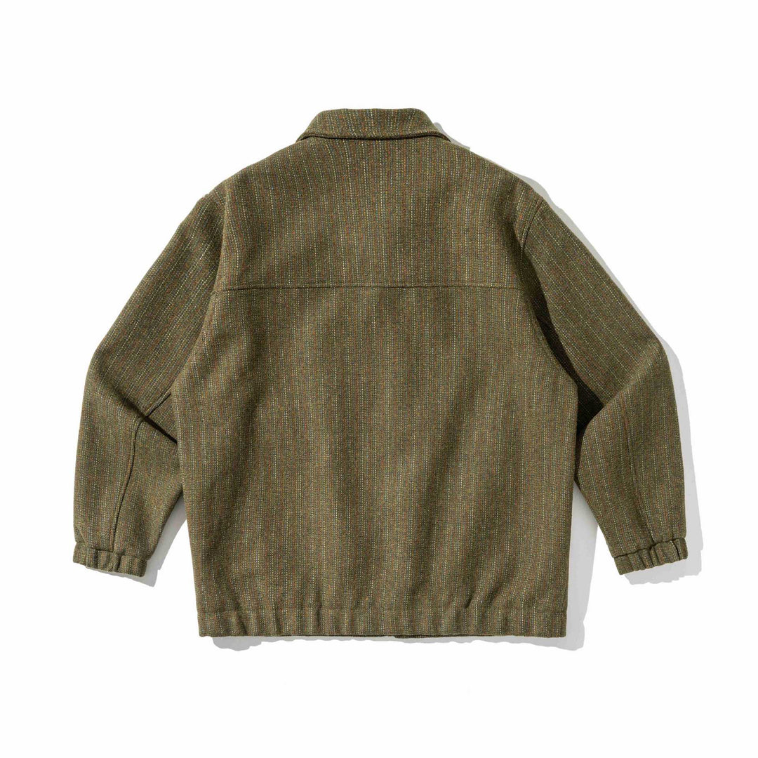 Unisex Strukturierter Overshirt‑Blouson aus gewobener Wollmischung mit Druckknopf‑Front Echoarchiv