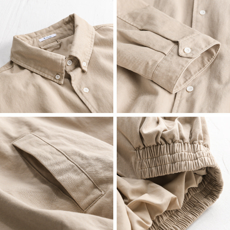 Herren Leichte Baumwoll-Utility-Jacke mit Knopfleiste und elastischem Saum Echoarchiv