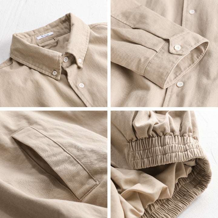 Herren Leichte Baumwoll-Utility-Jacke mit Knopfleiste und elastischem Saum Echoarchiv