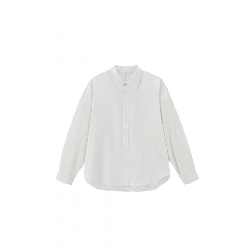 Damen Lockeres Oversize-Blusenhemd mit Kentkragen, durchgehender Knopfleiste und abgerundetem Saum Echo Archiv