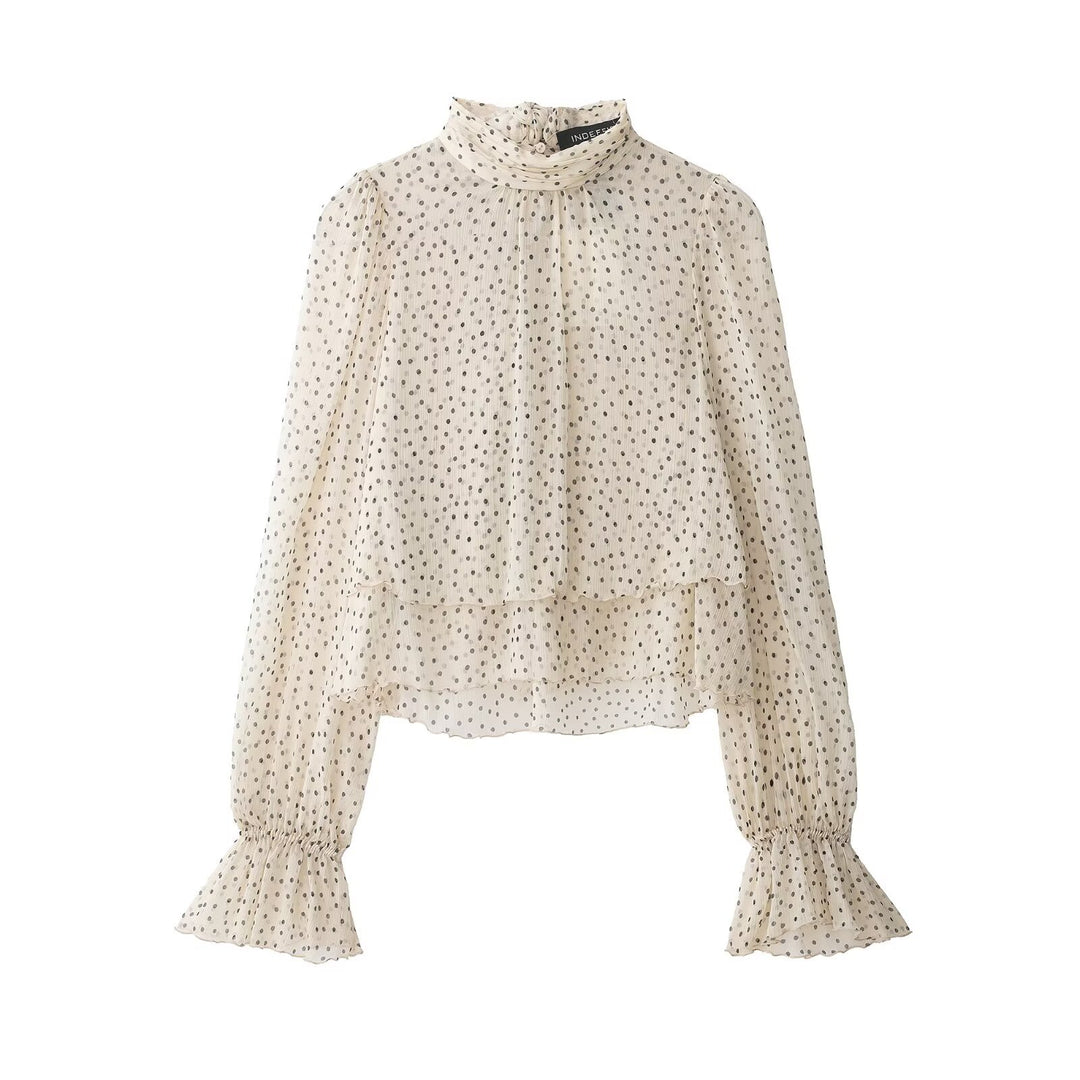 Damen Transparente Chiffonbluse mit Schluppe, Lagenoptik und Ballonärmeln Echo Archiv