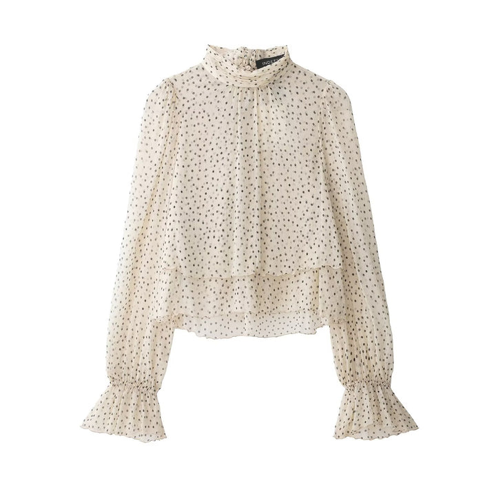 Damen Transparente Chiffonbluse mit Schluppe, Lagenoptik und Ballonärmeln Echo Archiv