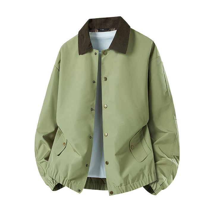 Herren Kurz geschnittene Coachjacke mit Cordkragen, verdeckter Druckknopfleiste & elastischem Saum Echoarchiv