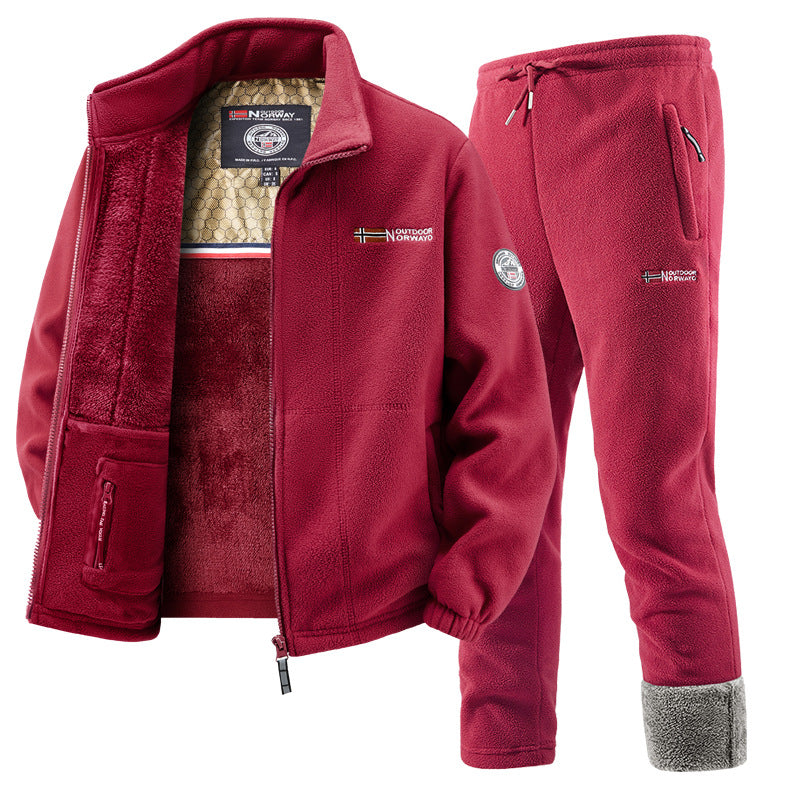 Herren Thermo-Fleece-Set mit Kapuzenjacke, Sherpa-gefüttert und elastischer Jogginghose – Marzano