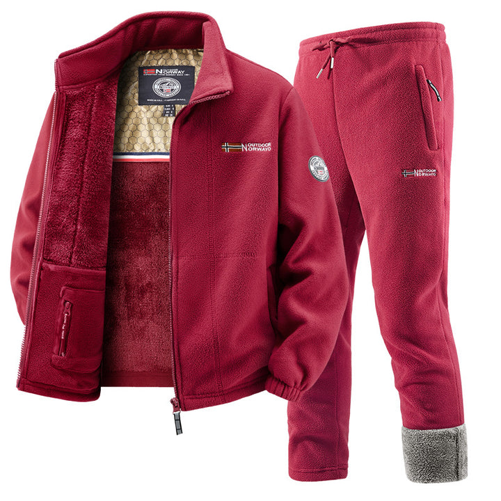 Herren Thermo-Fleece-Set mit Kapuzenjacke, Sherpa-gefüttert und elastischer Jogginghose – Marzano