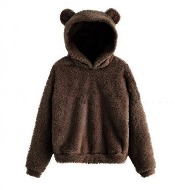 Damen Kuscheliger Teddy-Fleece-Hoodie mit Bärenohren und Oversize-Passform Echo Archiv