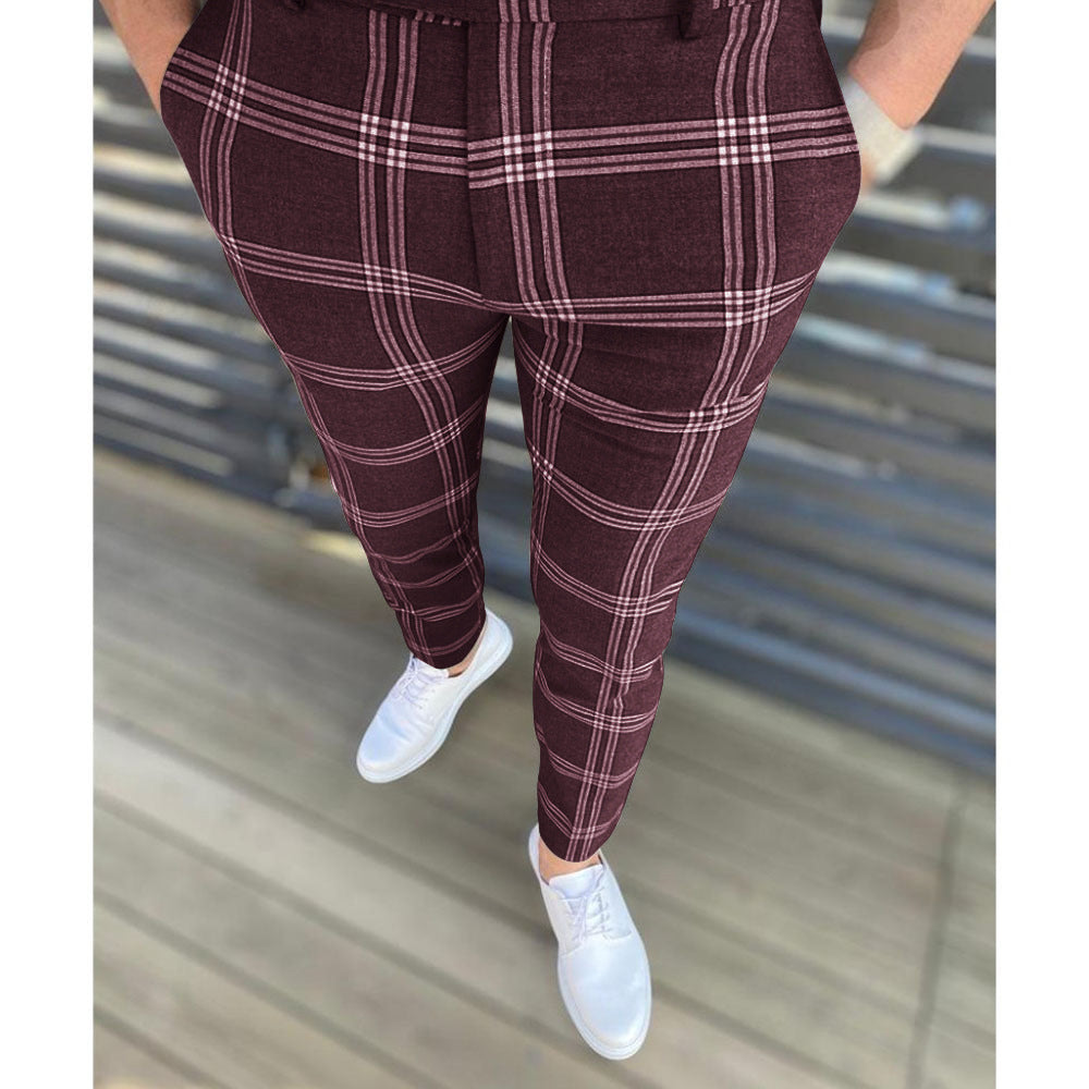 Herren Elegante Karottenhose mit strukturiertem Karo-Muster Echoarchiv