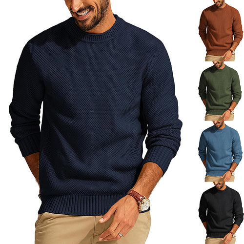 Herren Waffelstrick-Pullover mit Rundhalsausschnitt Echo Archiv
